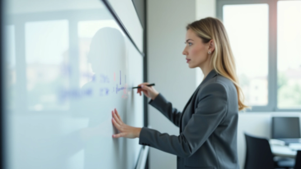 Leader writing priority items on whiteboard using matrix framework for weekly planning